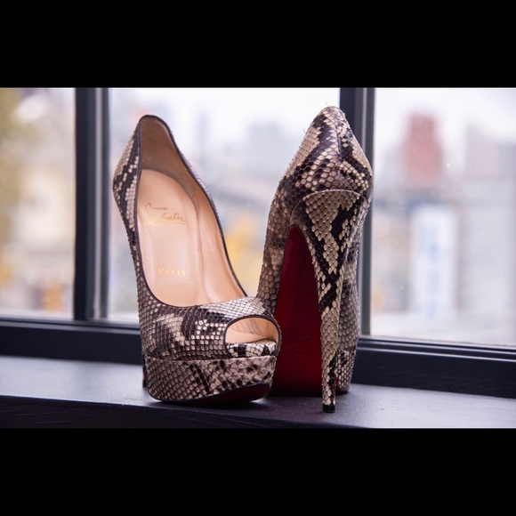 Christian Loubotin Python Platlform Pump - Picture 3 of 7